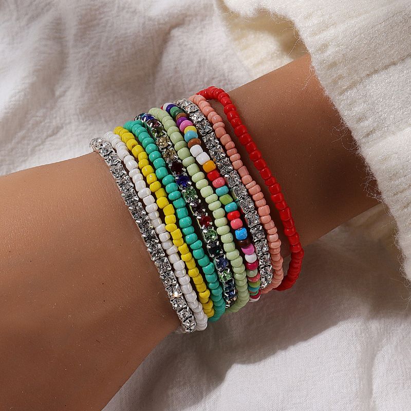 Boho Etnisk Frøperle Rhinestone Beaded Elastiske Armbånd Charms Smykker Gave Bursdagsgaver Til Kvinner Kone Jenter Henne