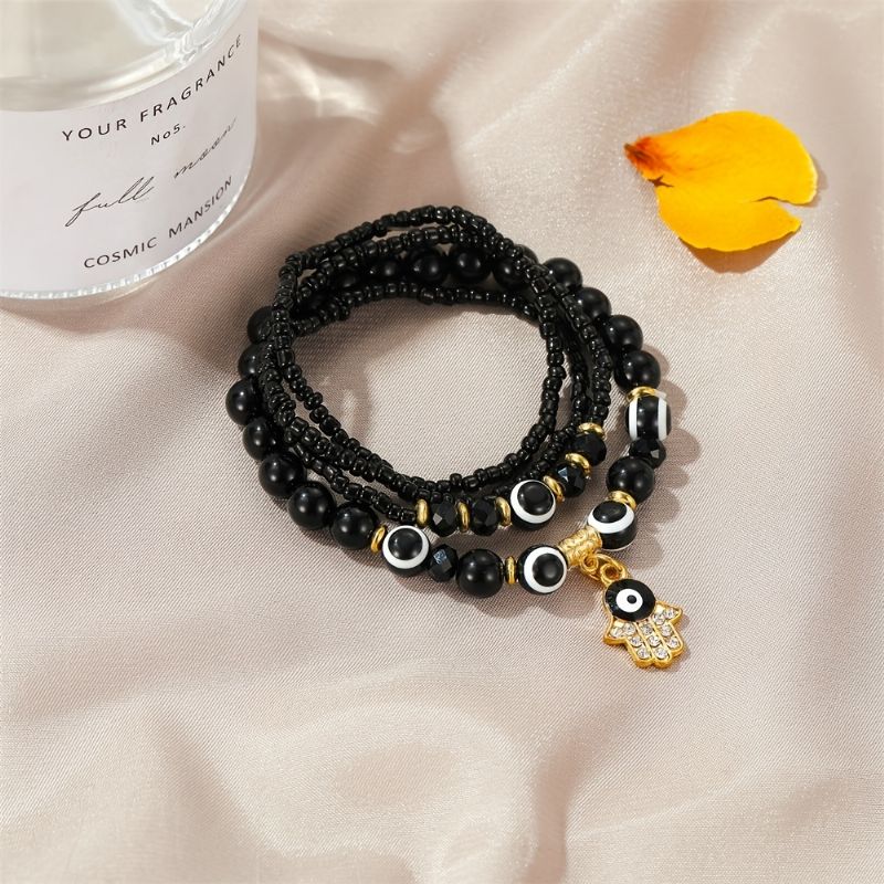 Devil's Eye Armbånd 4 Stk Sett Stretch Beaded Smykker Gave Bursdagsgaver Til Kvinner Mamma Kone Jenter Henne