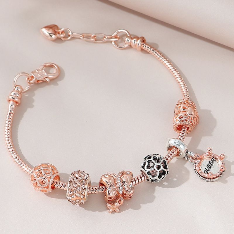 Hollow Flower Rhinestone Armbånd Sommerfugl Hjerte Krone Diy Beaded 1 Stk Charms Smykker Gave Bursdagsgaver Til Kvinner Kone Jenter Henne