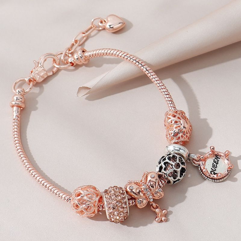 Hollow Flower Rhinestone Armbånd Sommerfugl Hjerte Krone Diy Beaded 1 Stk Charms Smykker Gave Bursdagsgaver Til Kvinner Kone Jenter Henne