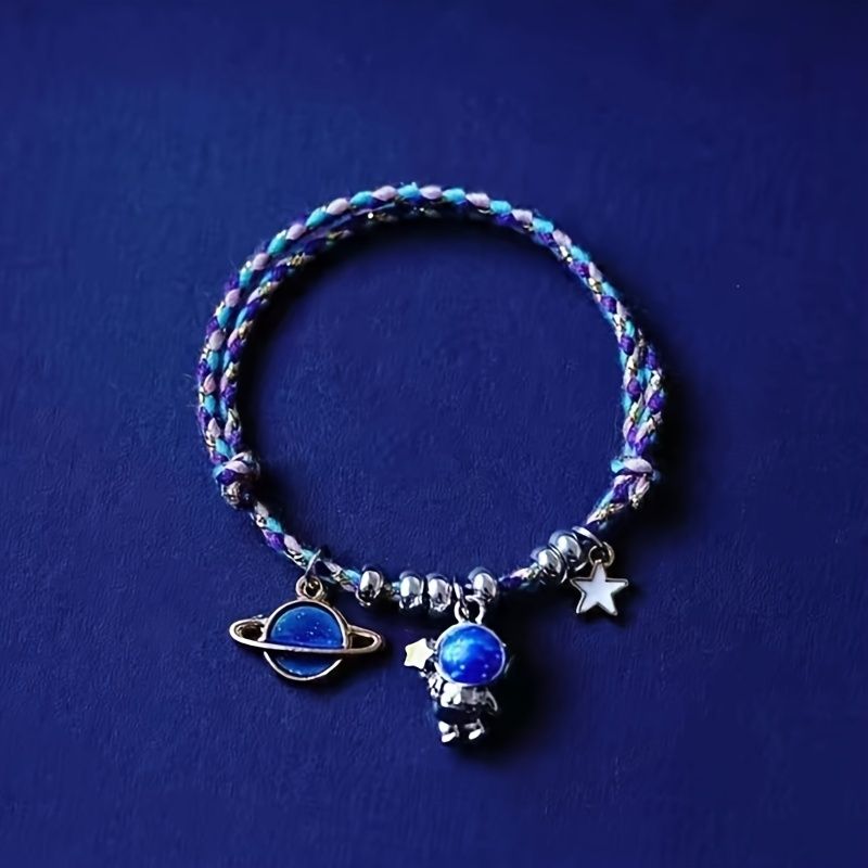 Star Moon Astronaut Dusk Par Armbånd Charms Smykker Gave Bursdagsgaver Til Kvinner Kone Jenter Henne