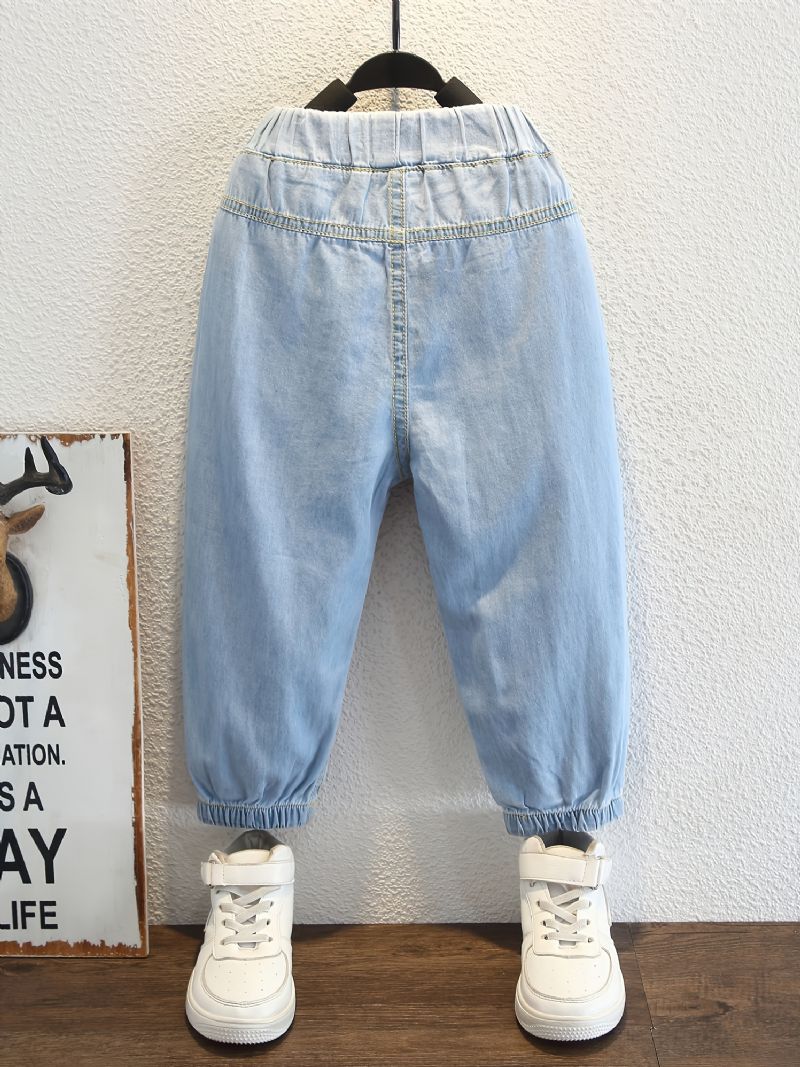 1stk Gutter Casual Denim Jeans Med Lomme Til Vinter