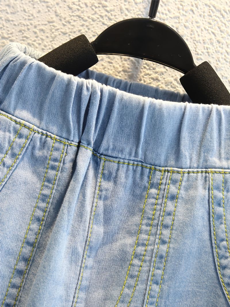 1stk Gutter Casual Denim Jeans Med Lomme Til Vinter