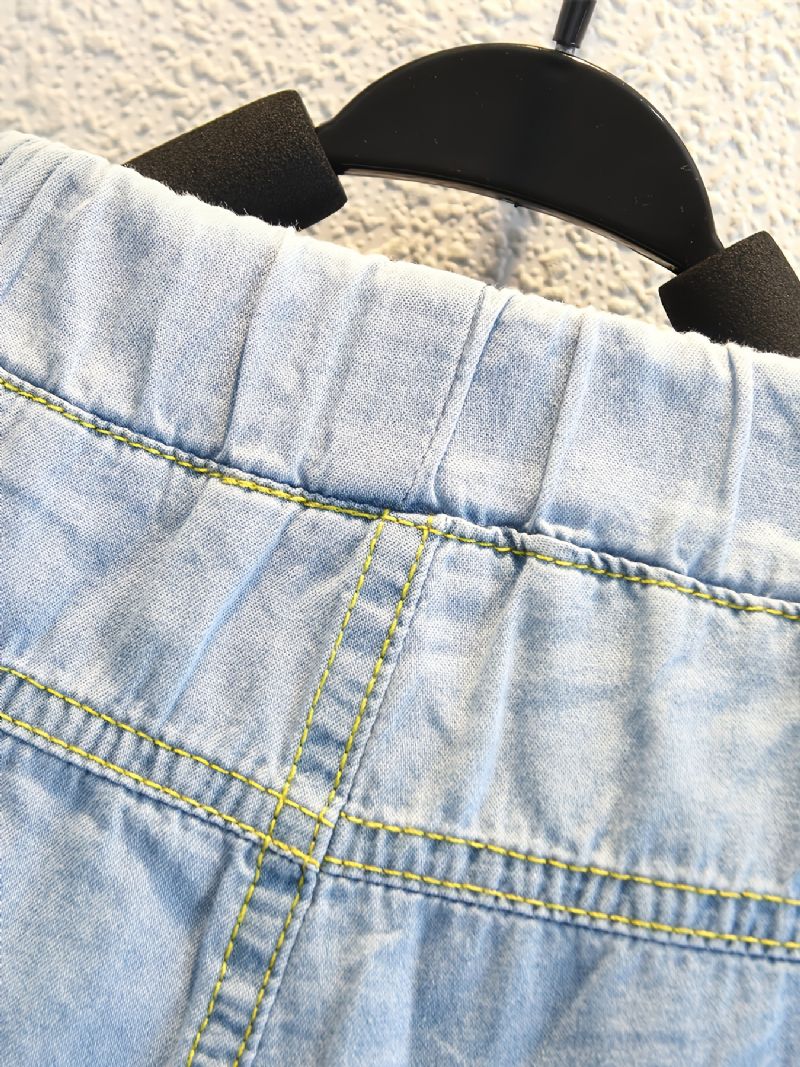 1stk Gutter Casual Denim Jeans Med Lomme Til Vinter