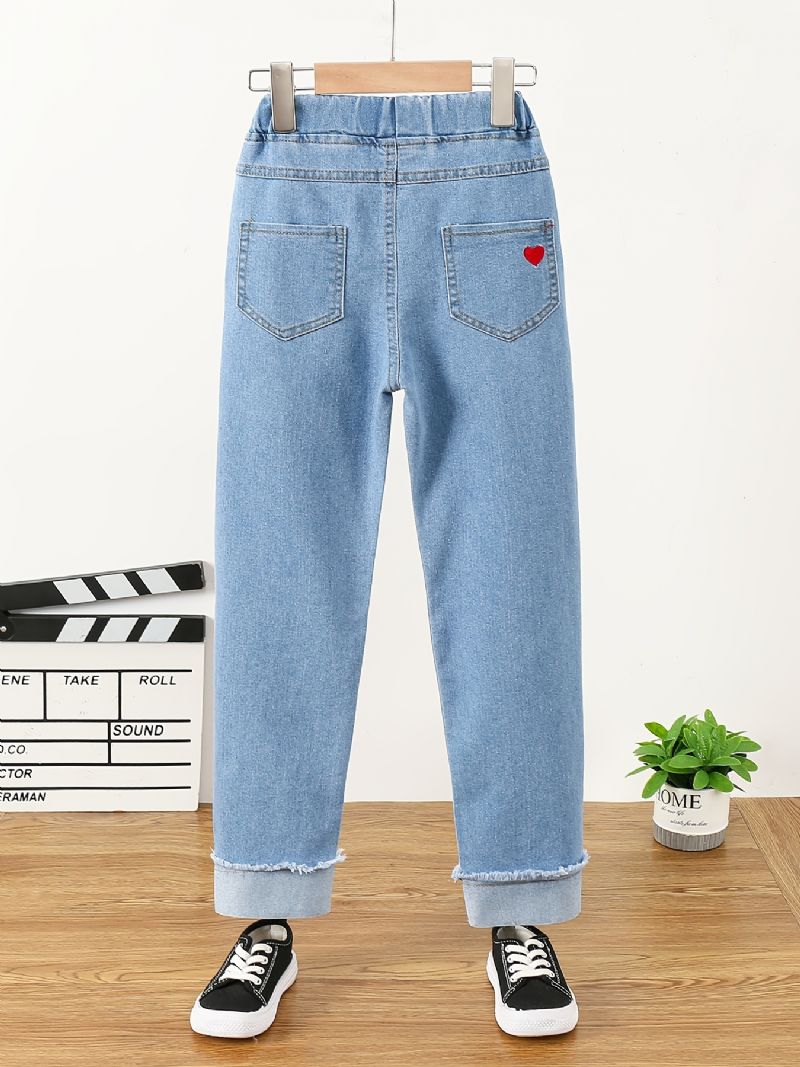 Baby Jenter Denim Casual Jeans Broderi Vår Høst