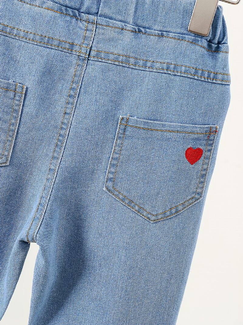 Baby Jenter Denim Casual Jeans Broderi Vår Høst