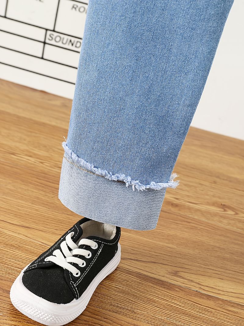 Baby Jenter Denim Casual Jeans Broderi Vår Høst