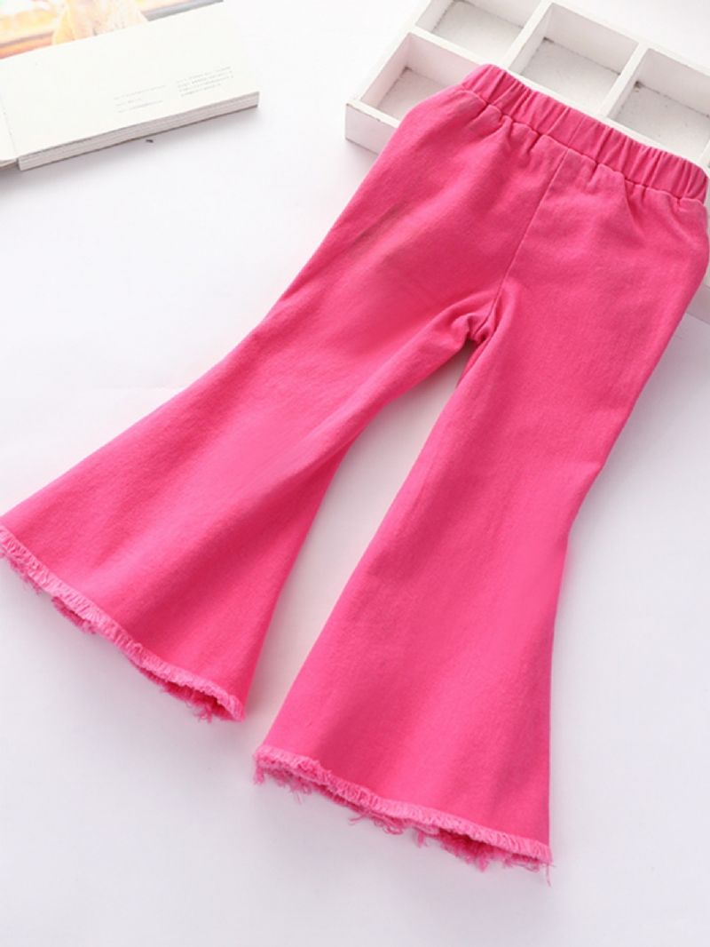 Baby Jenter Rose Red Stretch Ripped Jeans Flare Bukser Barneklær