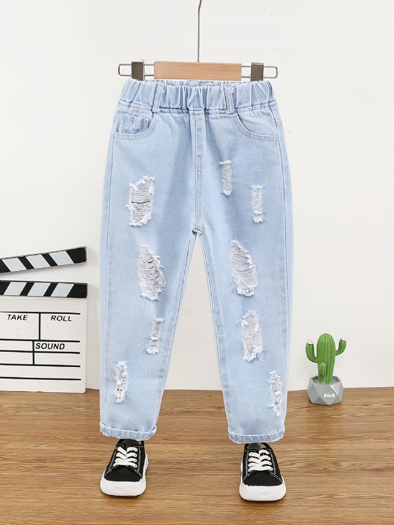 Babyjenter Distressed Casual Jeans Lyseblå