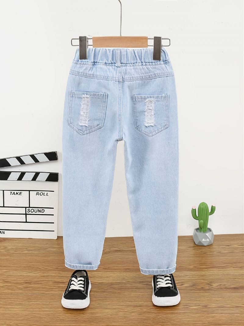 Babyjenter Distressed Casual Jeans Lyseblå