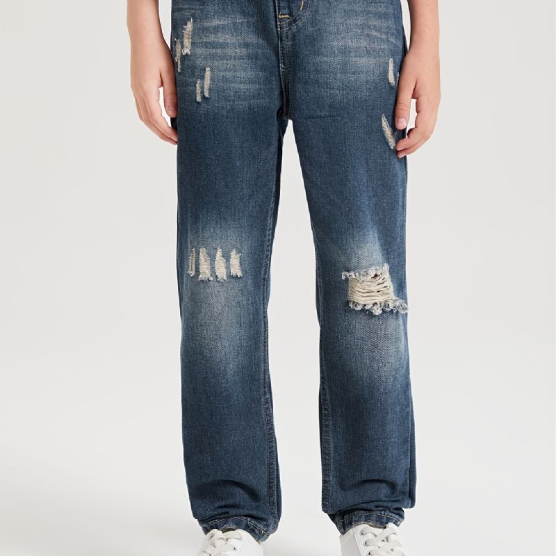 Barn Gutter Ripped Denim Casual Mote Jeans