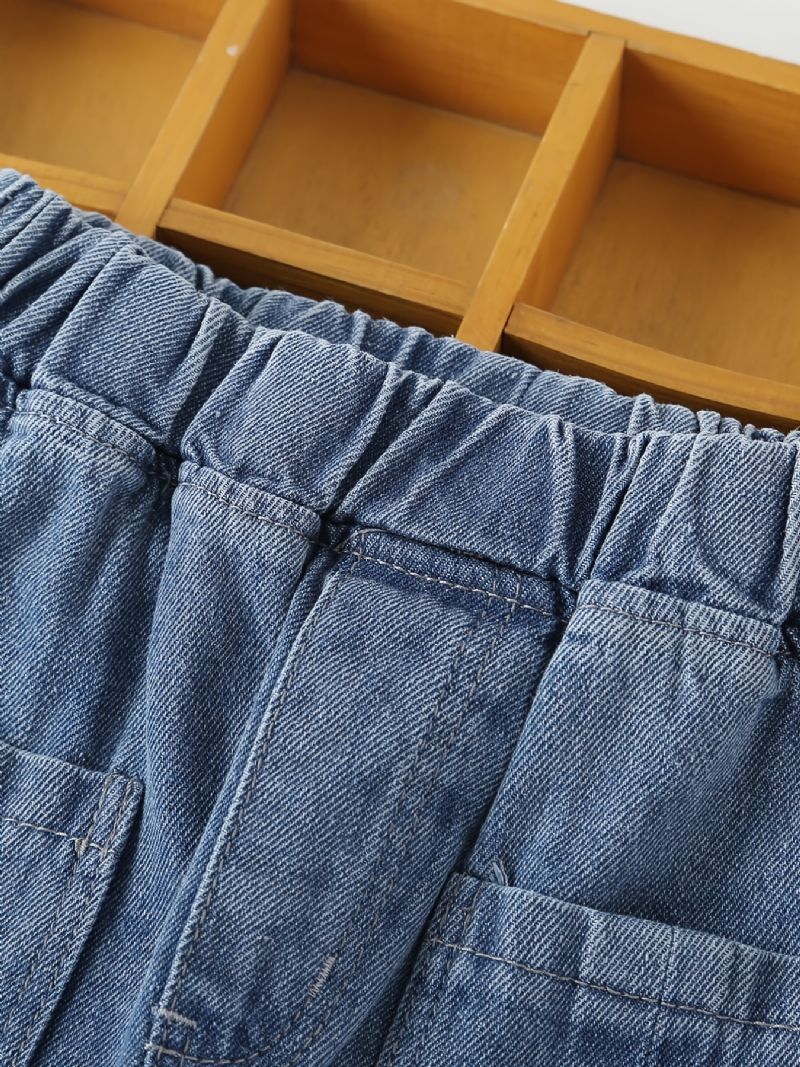 Barn Tenåringer Jenter Jeans Med Brede Ben Med Elastisk Linning Og Lommer