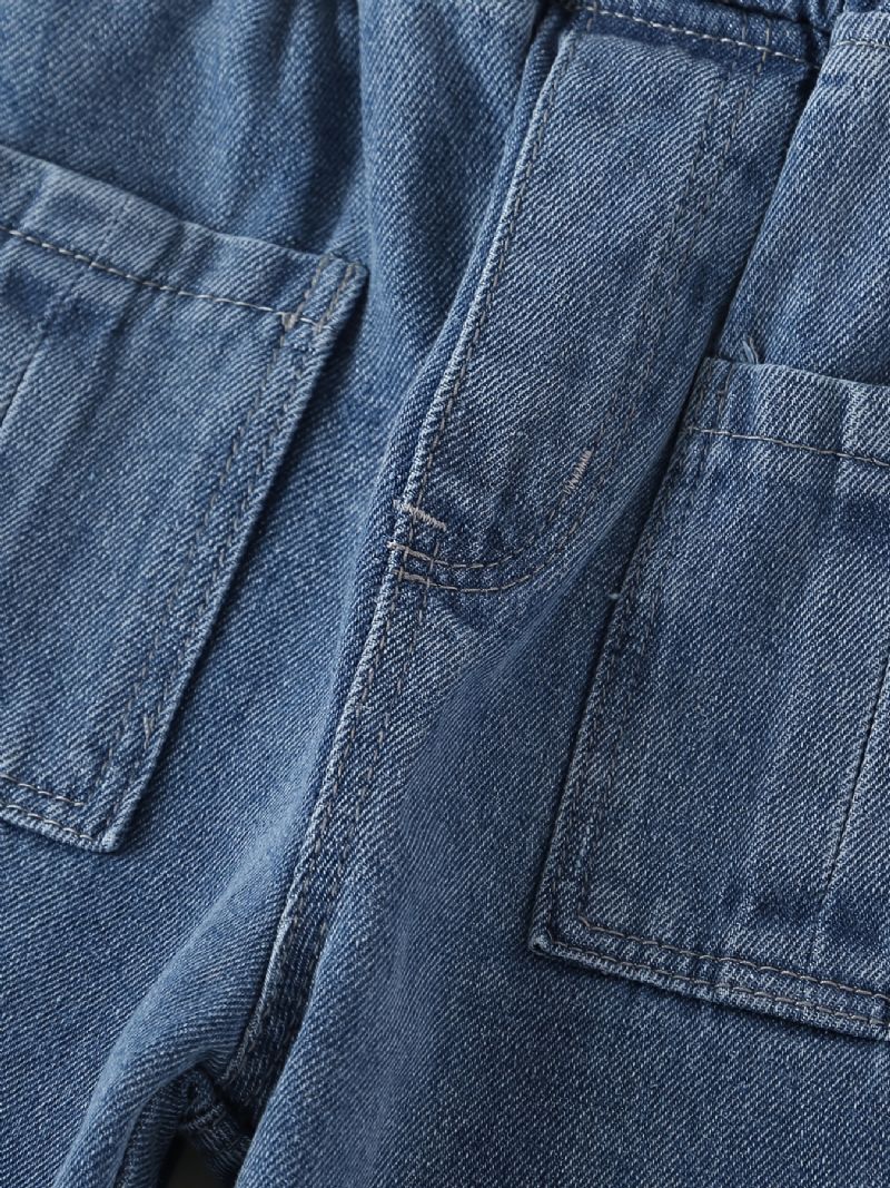 Barn Tenåringer Jenter Jeans Med Brede Ben Med Elastisk Linning Og Lommer