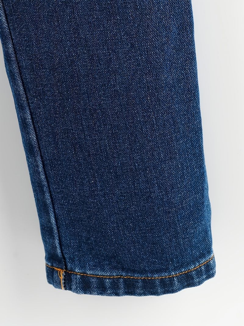 Barnejenter Fit Jeans Casual Ensfarget Elastisk Midjebukser Barneklær