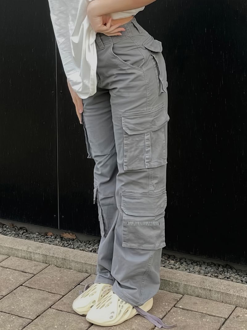 Brede Ben Baggy Cargo-bukser Med Klafflommer Jente Jeans I Y2k-stil Dameklær Og Dongeri