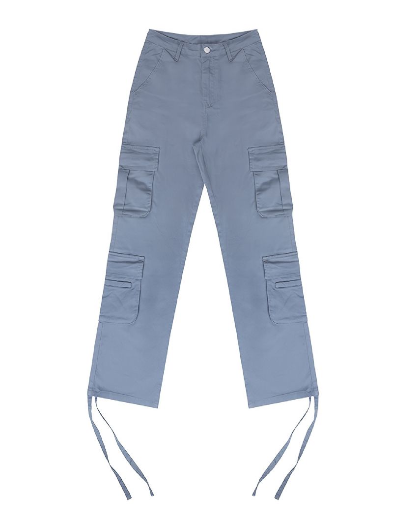 Brede Ben Baggy Cargo-bukser Med Klafflommer Jente Jeans I Y2k-stil Dameklær Og Dongeri