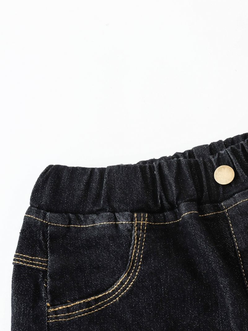 Enkel Ensfarget Svart Jeans For Barn