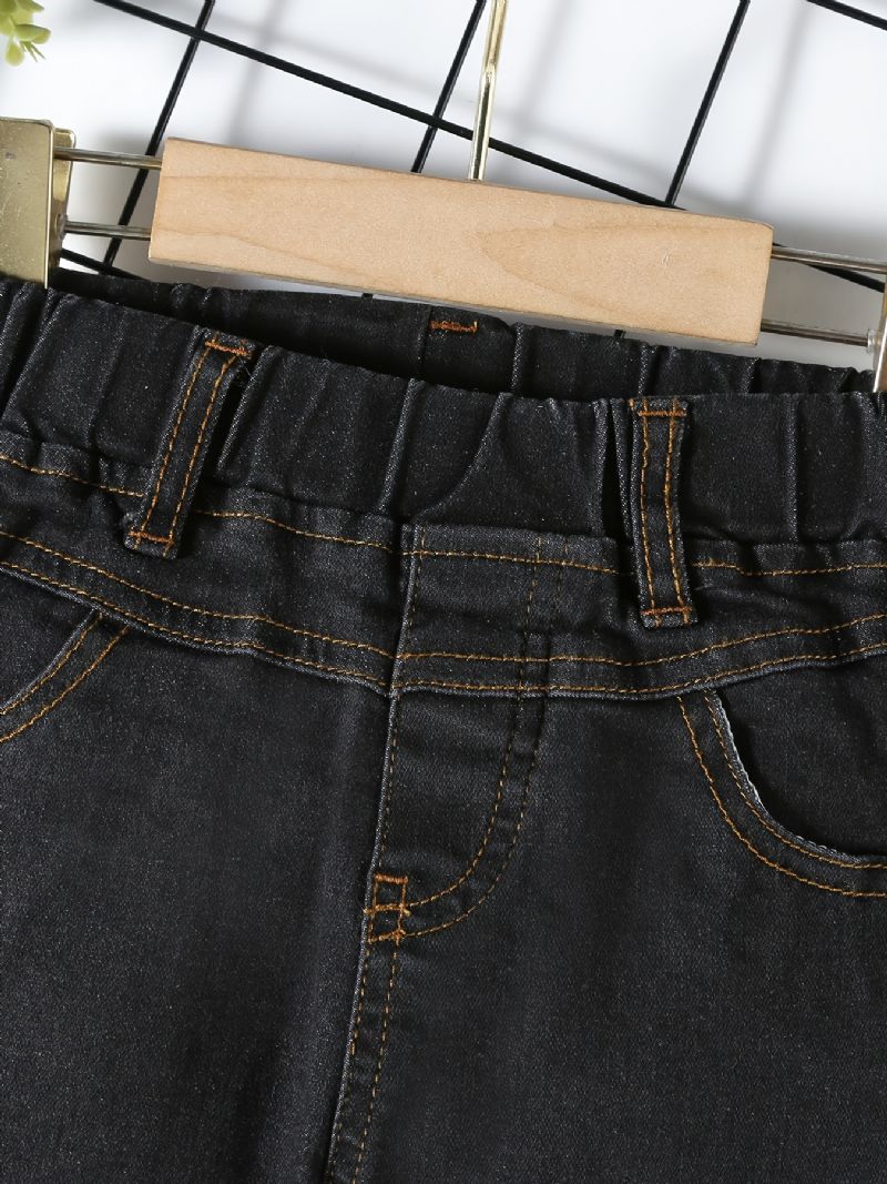 Gutter Casual Solid Black Denim Jeans Med Elastisk Midje