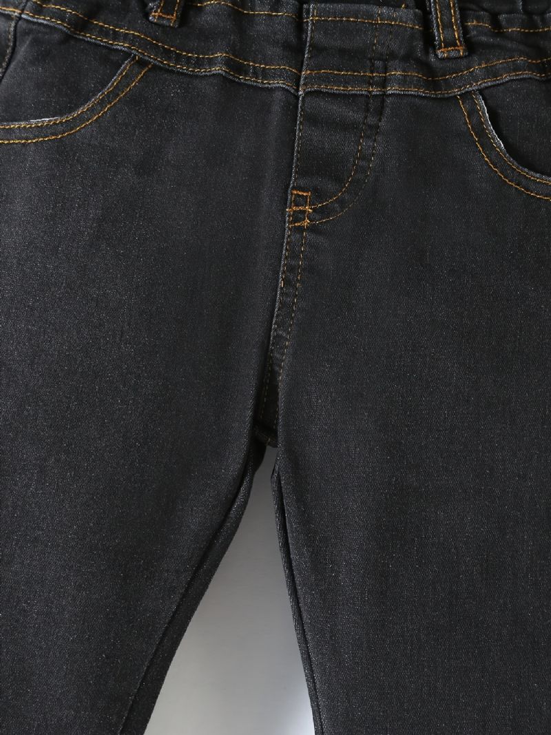 Gutter Casual Solid Black Denim Jeans Med Elastisk Midje