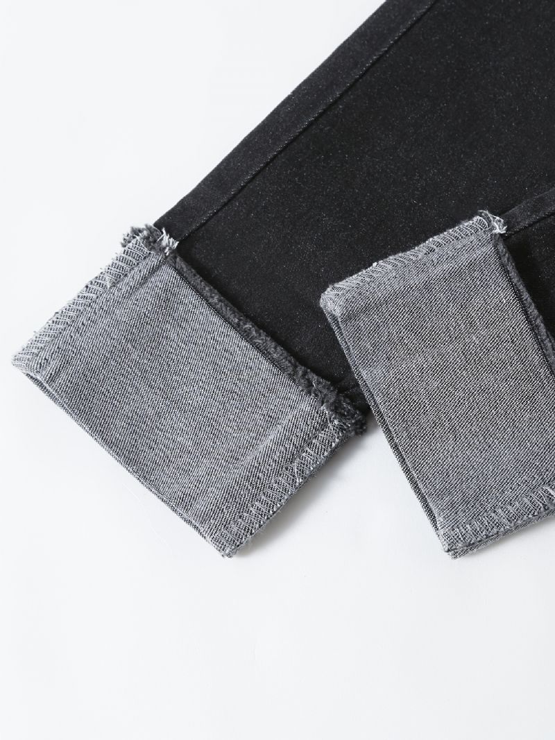 Gutter Casual Solid Black Denim Jeans Med Elastisk Midje