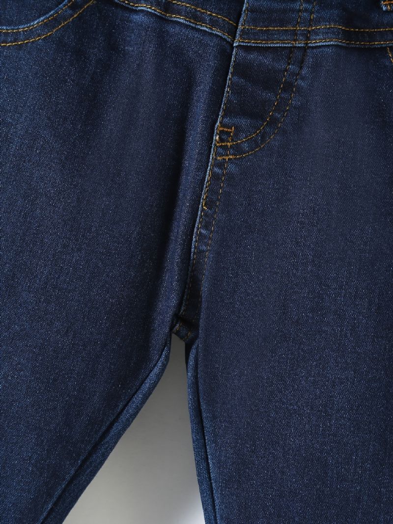 Gutter Casual Vintage Solid Denim Jeans Med Stretchy Midje For Vinteren