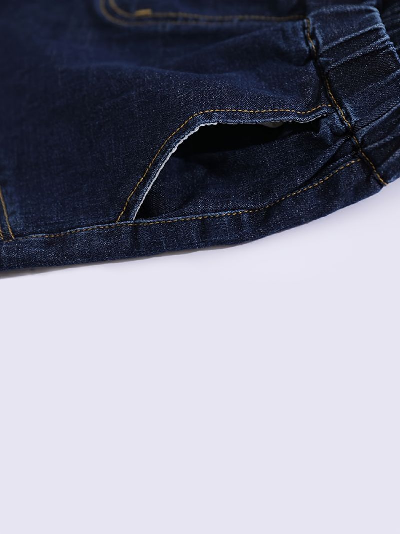 Gutter Stretch Tapered Cargo Denim Jeans Med Elastisk Linning Barneklær