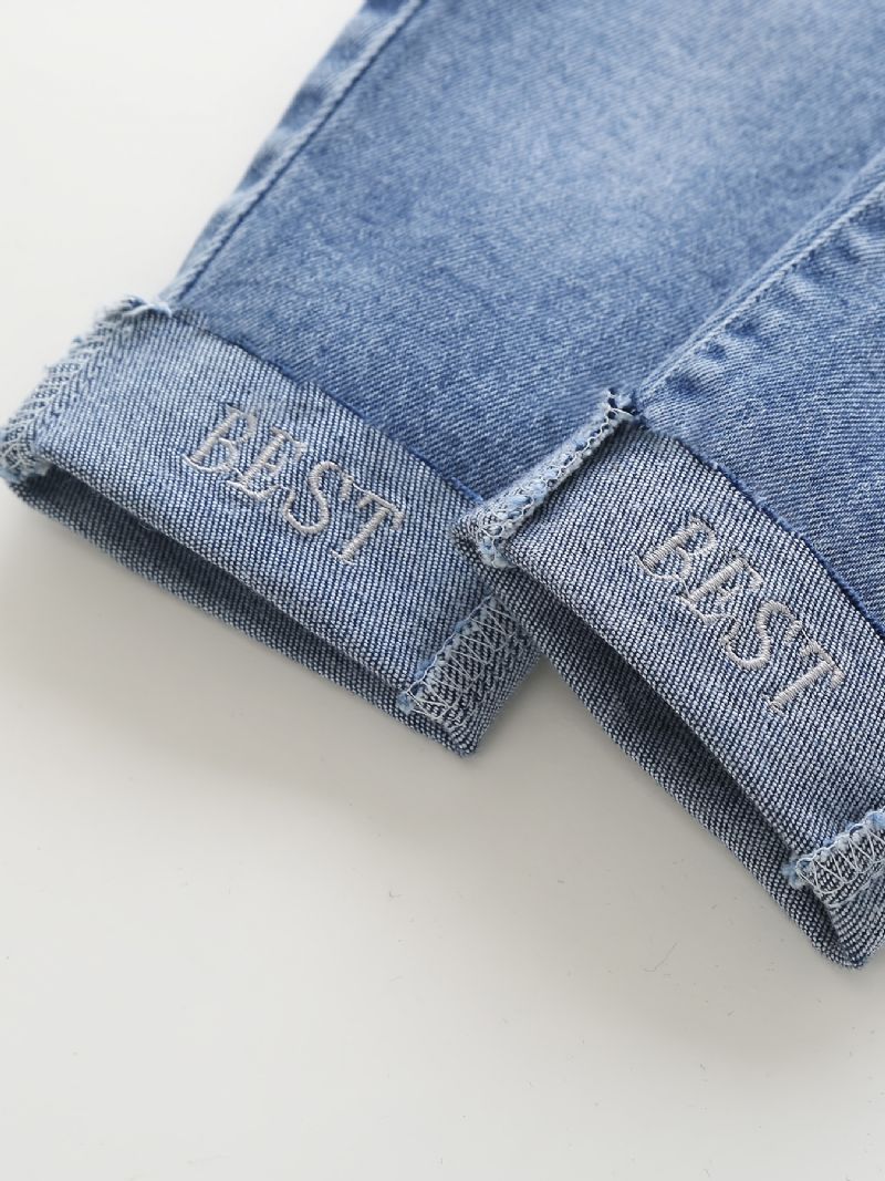 Høst Og Vinter Jenter Casual Letter Print Denim Jeans