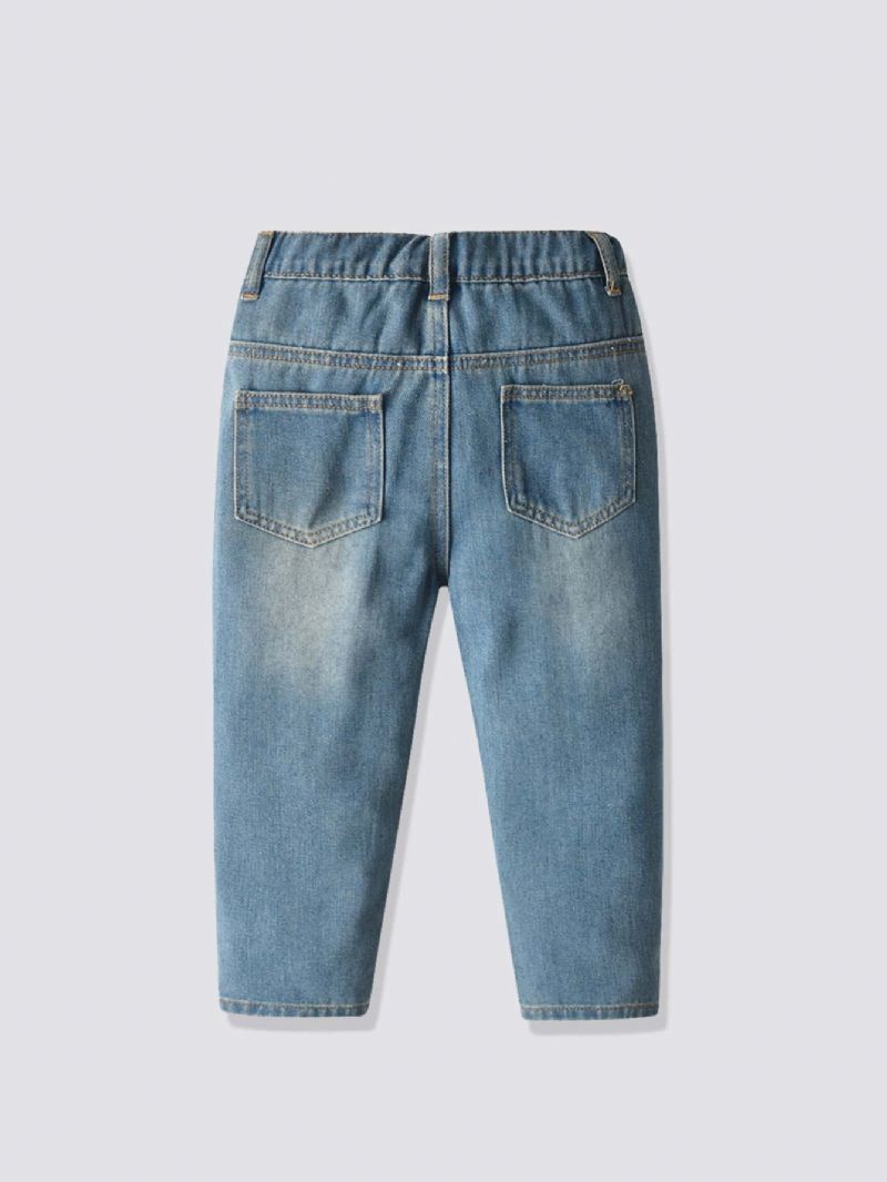 Høst Vinter Barnas Uformelle Mørkeblå Rippede Jeans