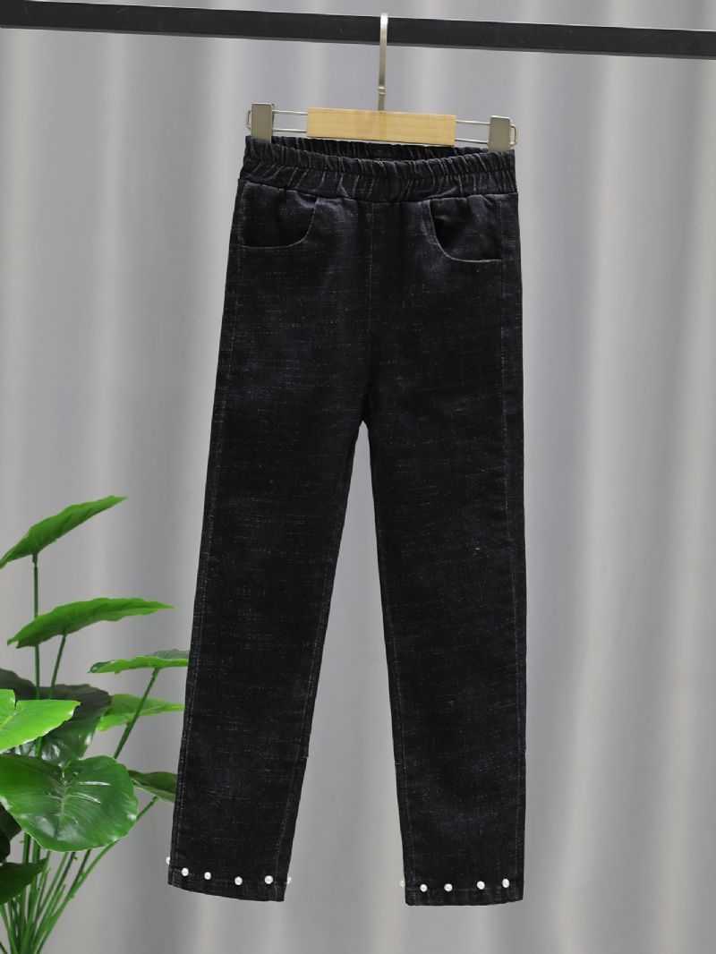 Høst Vinter Jenter Fasjonable Casual Pearl Jeans