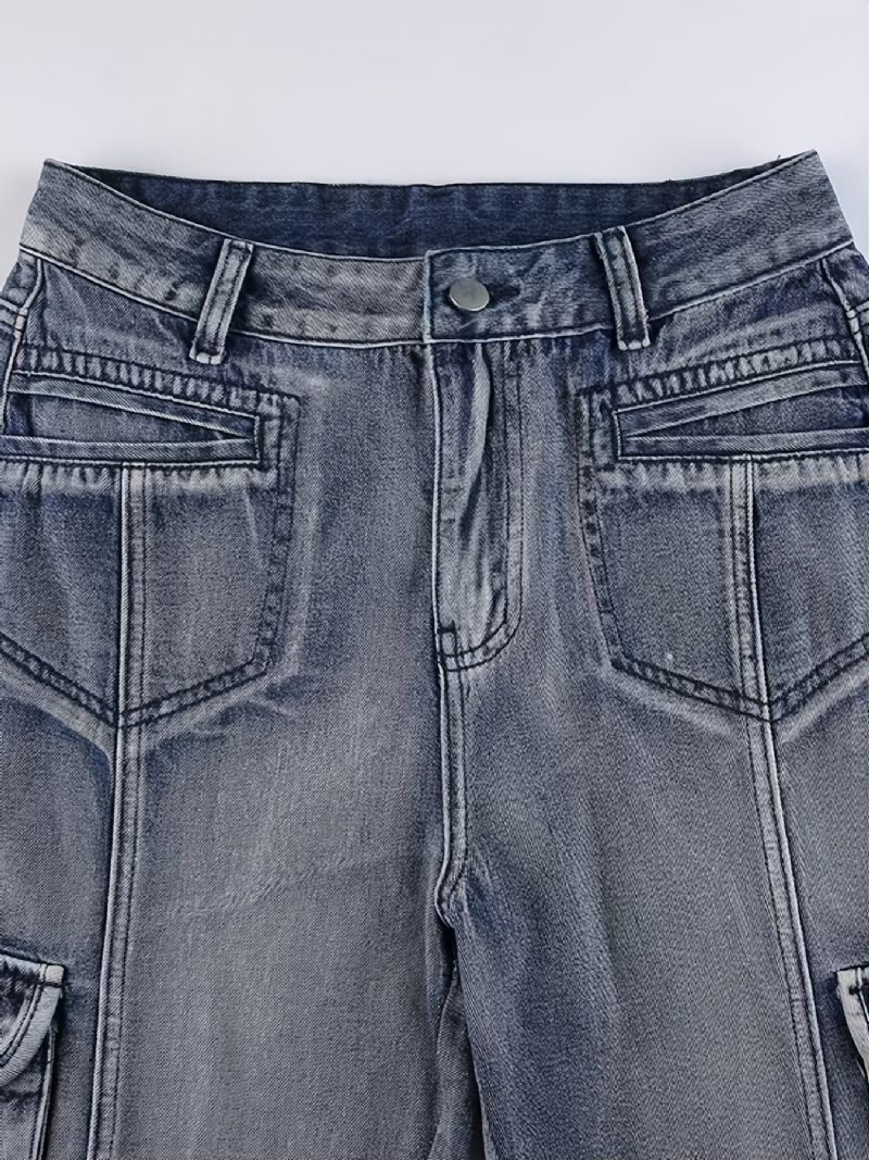 Jeans Med Høy Midje For Kvinner Baggy-jeans Med Vidde Ben I Y2k-stil Denim Cargo-bukser