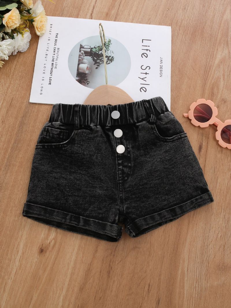 Jente Mote Solid Denim Shorts