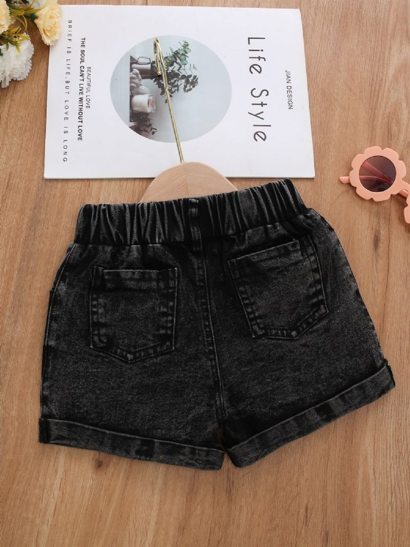 Jente Mote Solid Denim Shorts