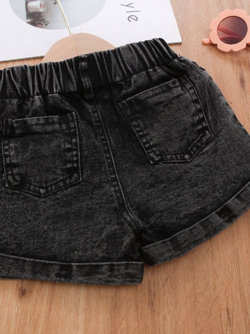 Jente Mote Solid Denim Shorts