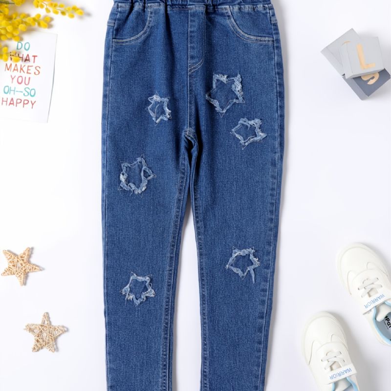 Jenter Casual Fasjonable Geometrisk Mønster Denim Jeans