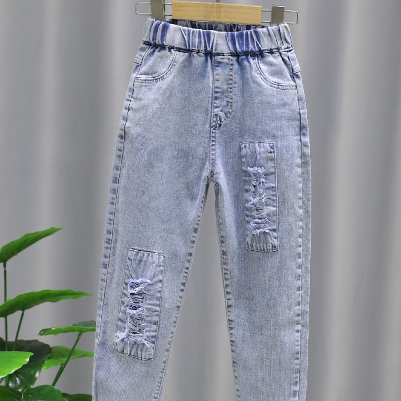 Jenter Casual Mote Solid Lappede Jeans