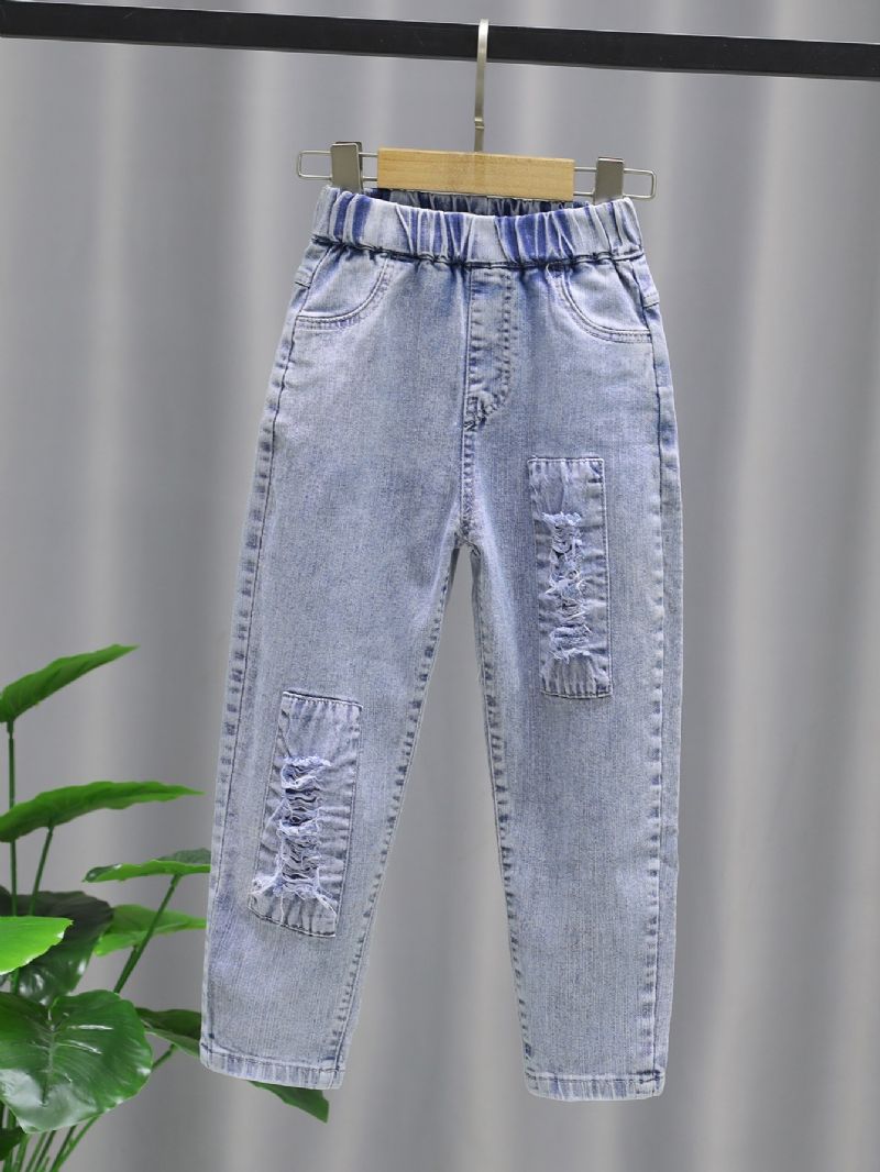 Jenter Casual Mote Solid Lappede Jeans