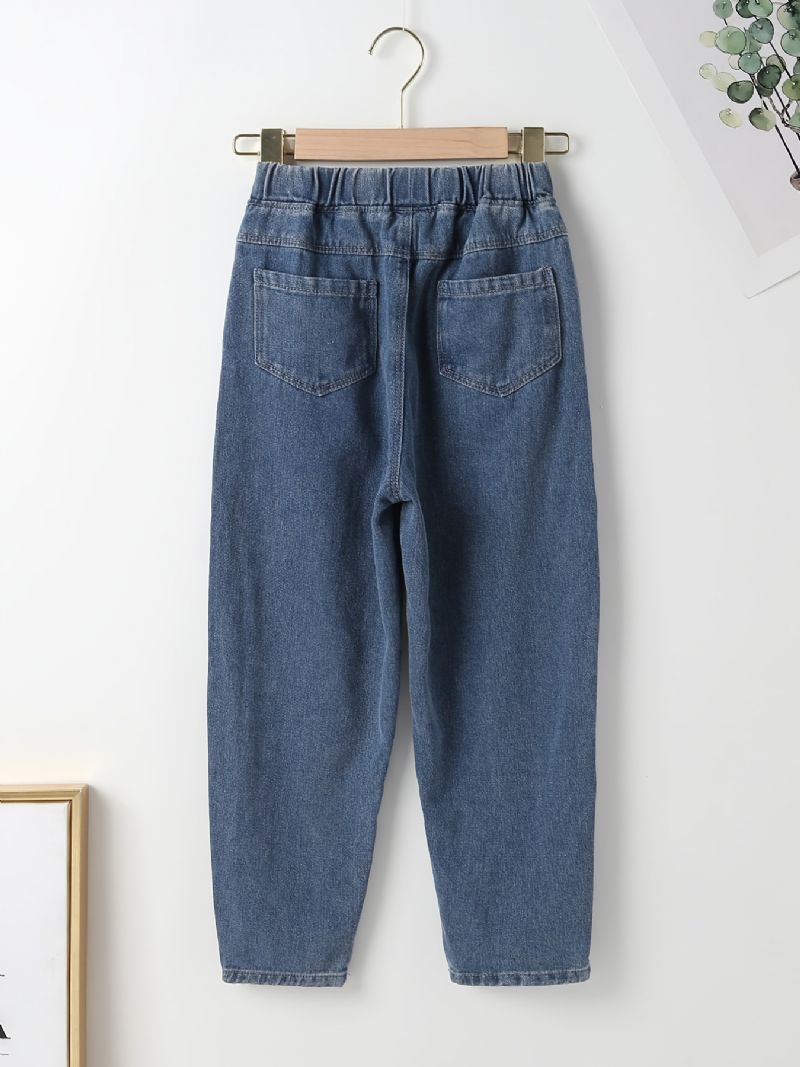 Jenter Casual Ripped Bukser Elastisk Midje Denim Jeans Klær