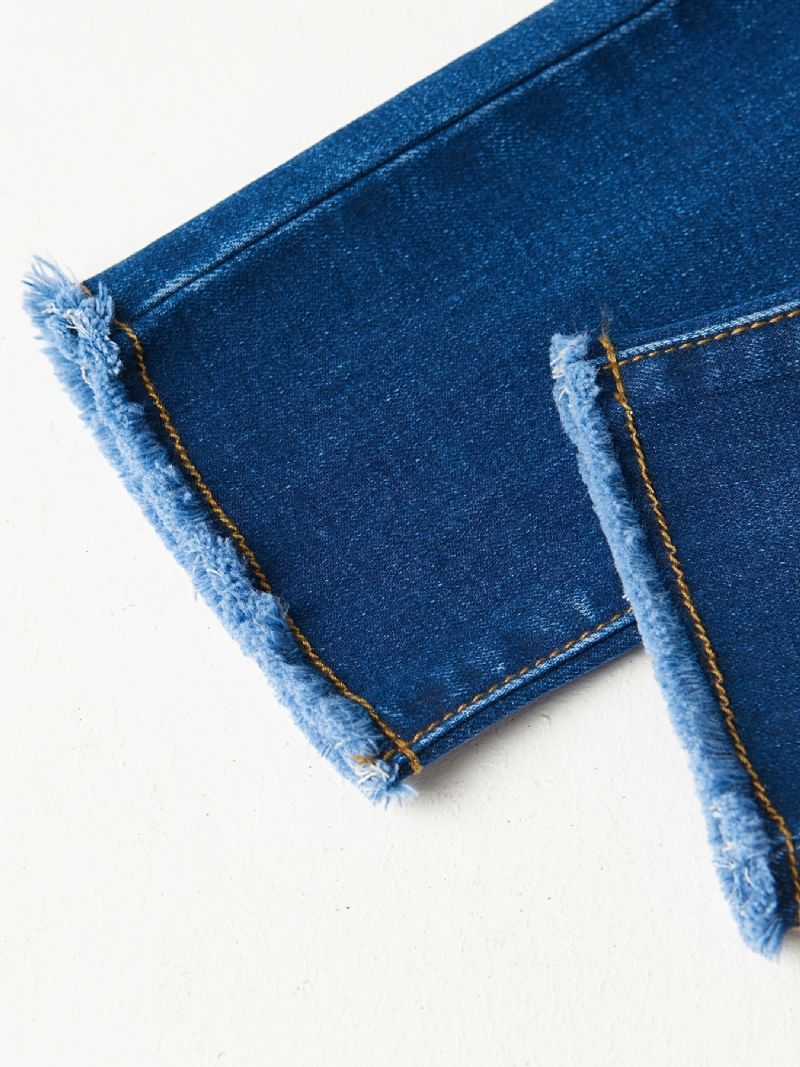 Jenter Falmet Elastisk Midje Denim Jeans Uformelle Barneklær