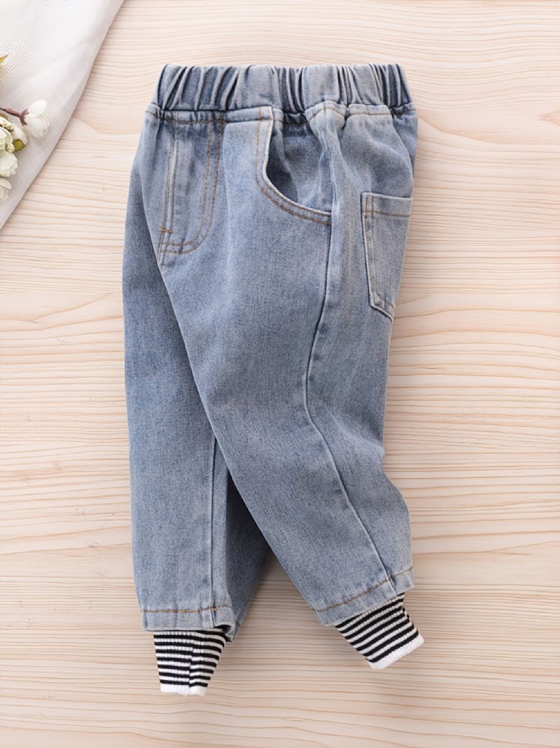 Jenter Fasjonable Striped Denim Casual Jeans For Høst Vinter