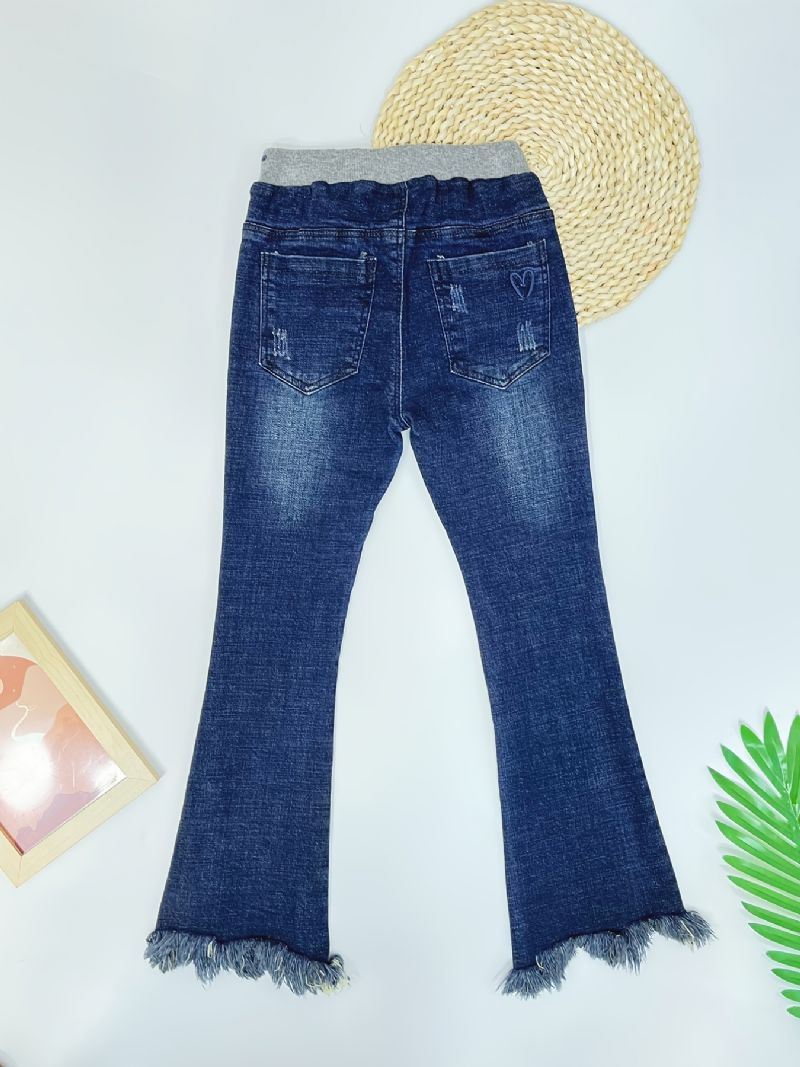 Jenter Flared Jeans Denimbukser Med Elastisk Linning