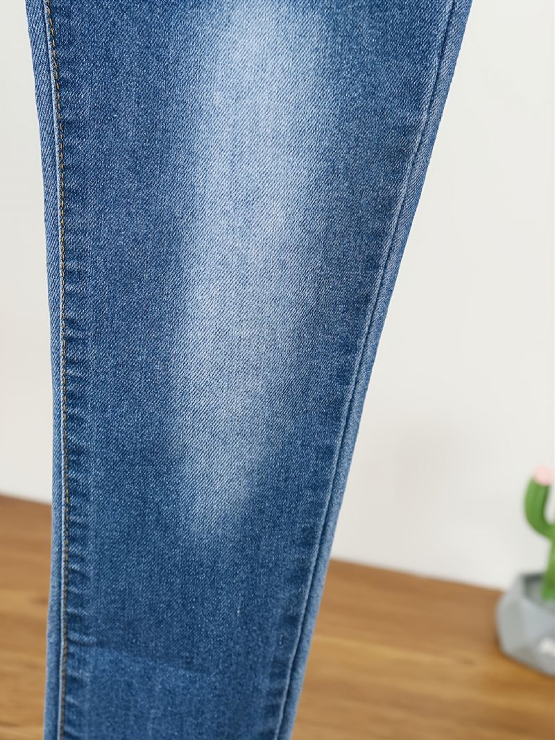 Jenter Letter Stretch Denim Casual Jeans Høst Vinter