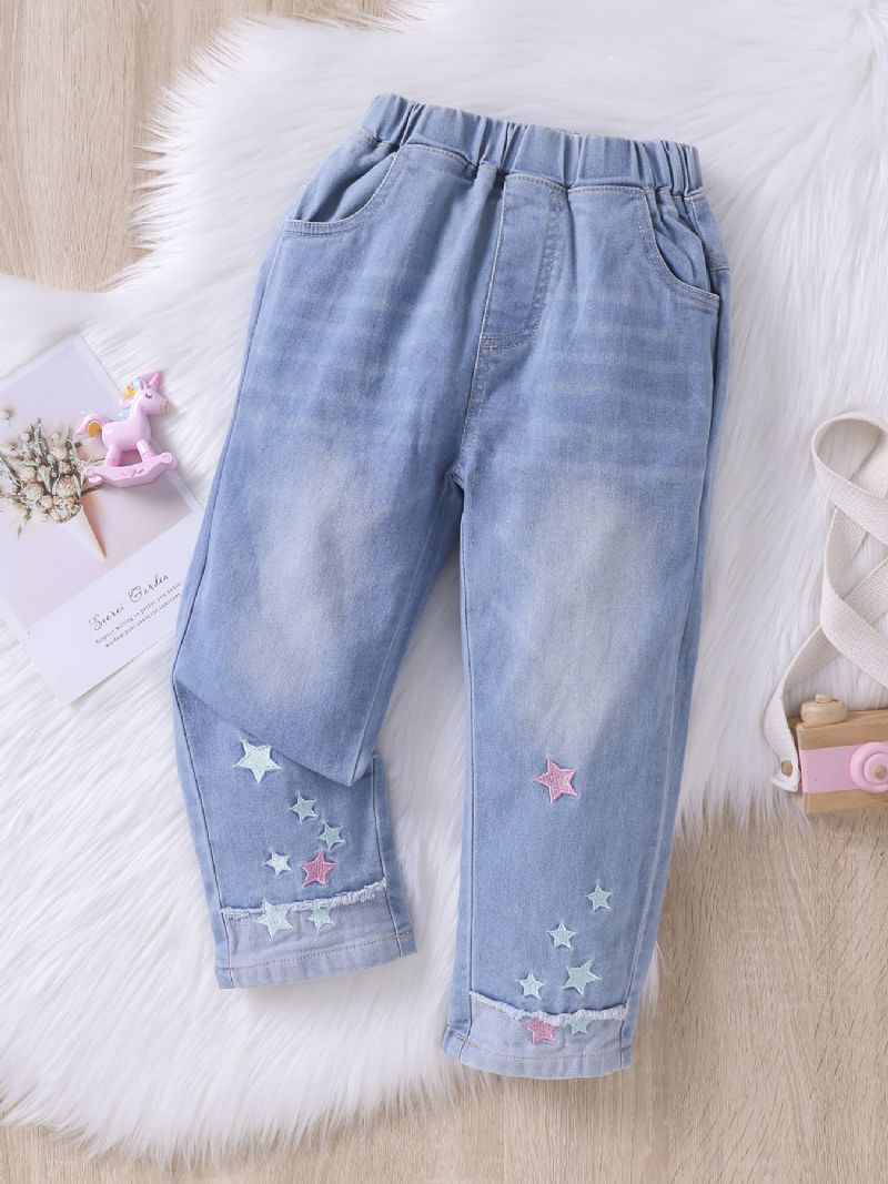 Jenter Mote Broderi Star Jeans