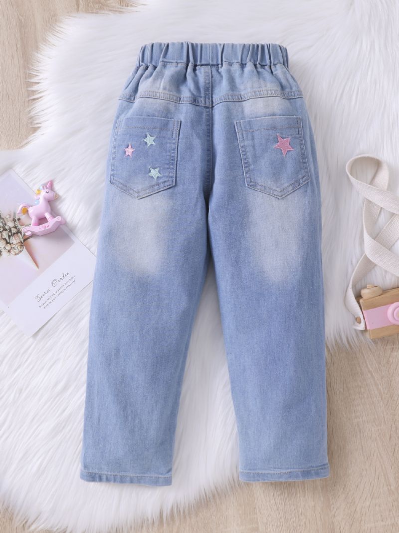 Jenter Mote Broderi Star Jeans