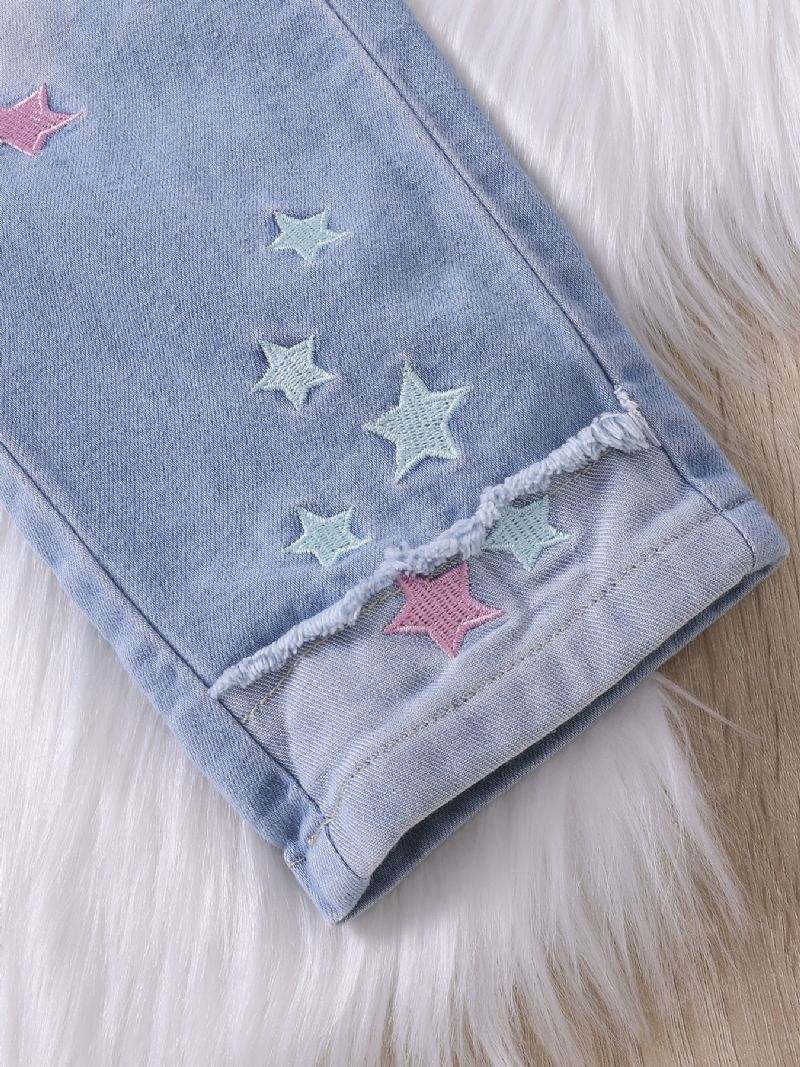 Jenter Mote Broderi Star Jeans