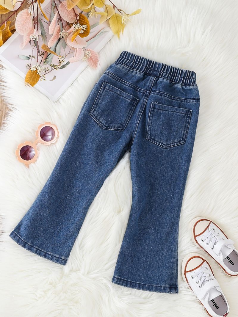 Jenter Mote Flared Bukser Solid Denim Modest Jeans