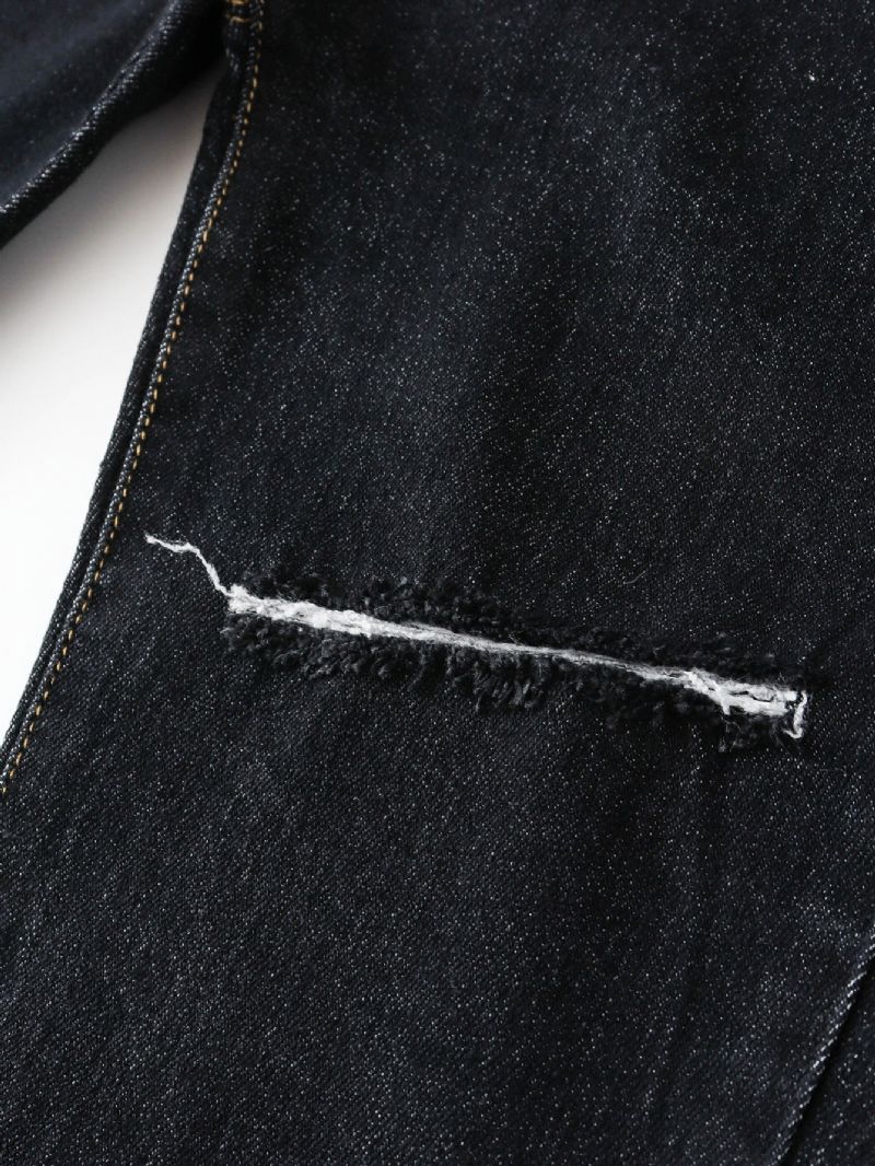 Jenter Rippede Ensfargede Jeans