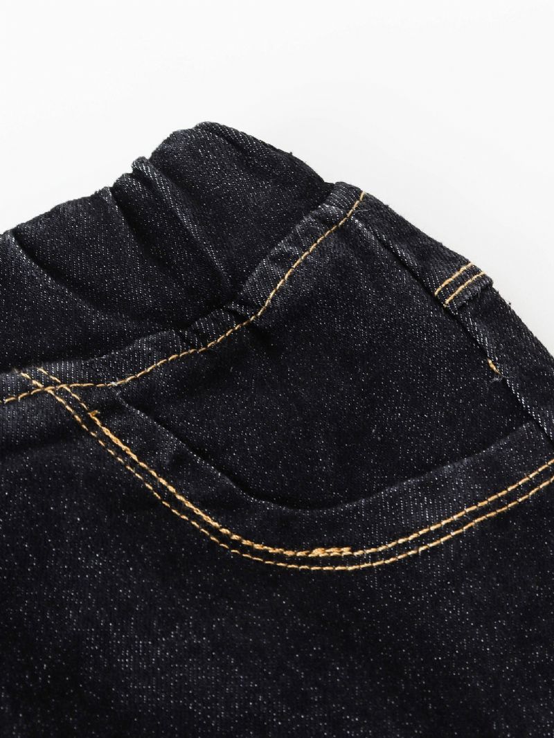 Jenter Rippede Ensfargede Jeans