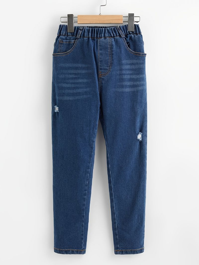 Jenter Skinny Jeans Casual Elastisk Midjebukser Barneklær