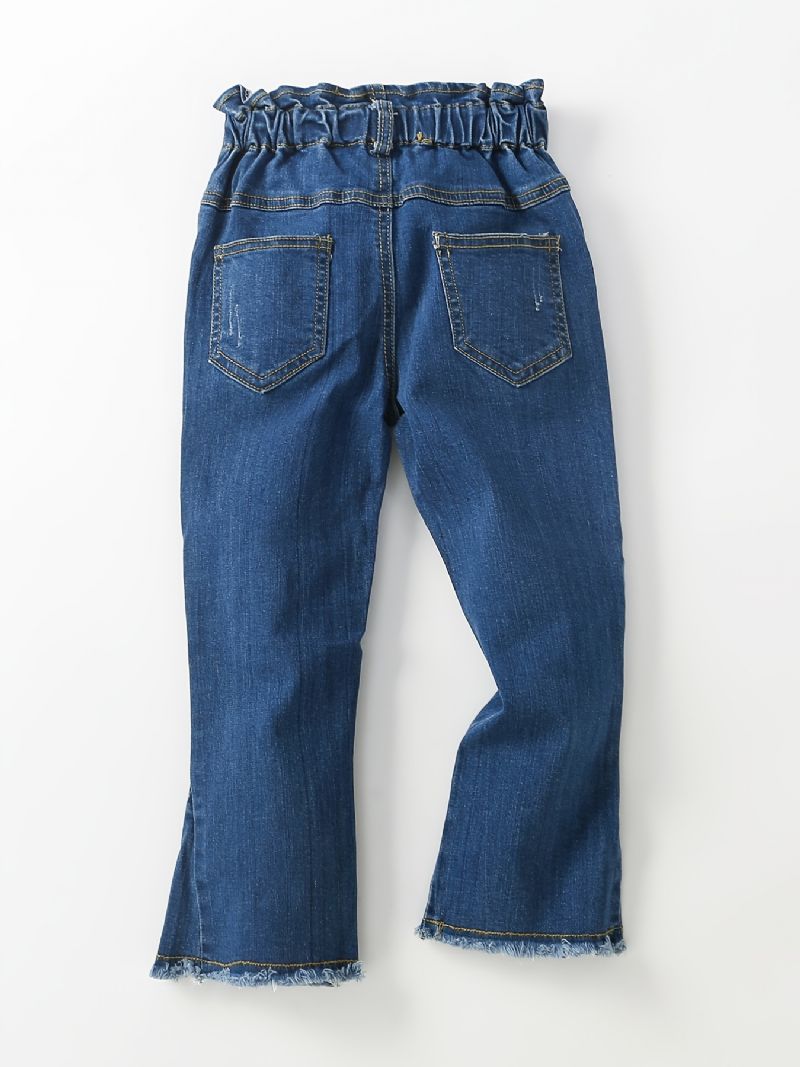 Jenter Straight Jeans Elastisk Linning For Høst Vinter Ny