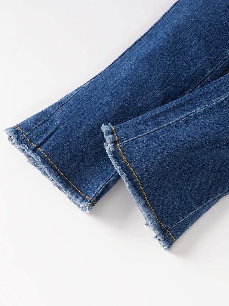 Jenter Straight Jeans Elastisk Linning For Høst Vinter Ny